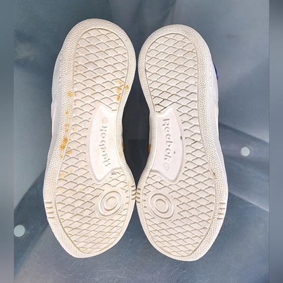 Reebok Club White Blue Yellow Leather Athletic Lace Low Top Shoe Size 6 - Picture 6 of 11